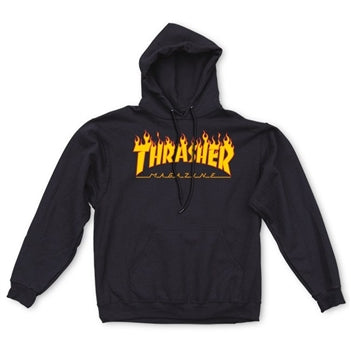 THRASHER FLAME LOGO HOOD - BLACK - Boardwalk Skate & Surf
