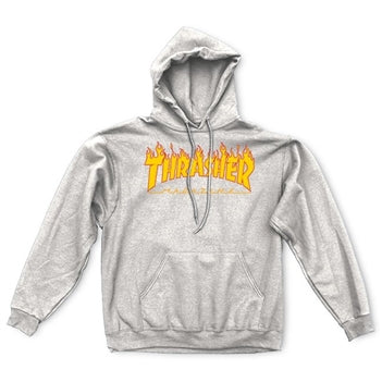THRASHER FLAME LOGO HOOD - GRAY - Boardwalk Skate & Surf
