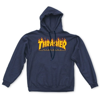 THRASHER FLAME LOGO HOOD - NAVY - Boardwalk Skate & Surf