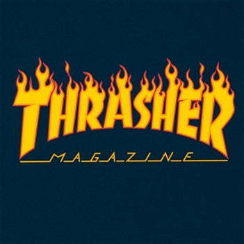THRASHER FLAME LOGO HOOD - NAVY - Boardwalk Skate & Surf